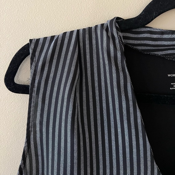 Worthington Petite Black & White Striped Sleeveless Top - Picture 7 of 13